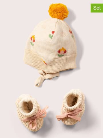 Little Green Radicals 3-delige set: muts en schoene "Flower" crème