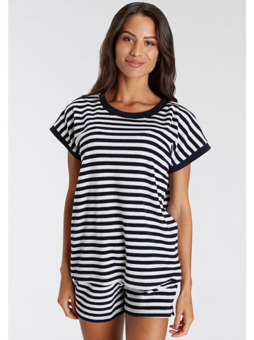 Vivance by Lascana Pyjama in Dunkelblau/ Weiß