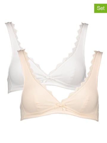 PETITE FLEUR 2er-Set: Bügellose BHs in Creme/ Weiß