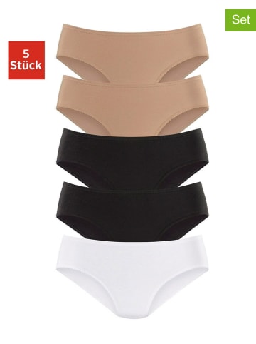 Petit Fleur 5er-Set: Slips in Beige/ Schwarz/ Weiß
