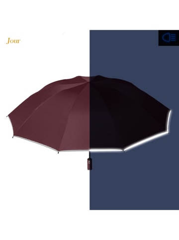 Le Monde du Parapluie Taschenschirm "Reversible & Reflektive" in Bordeaux/ Schwarz - Ø 98 cm