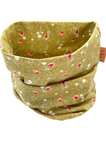 LiVi Loop-Schal "Goldflower" in Grün - (L)50 x (B)24 cm
