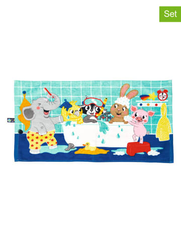 moses. 2-delige set: magische handdoeken donkerblauw/mintgroen - (L)60 x (B)30 cm