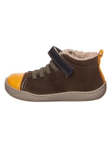 kmins Leder-Barfuß-Schnürschuh in Braun/ Gelb