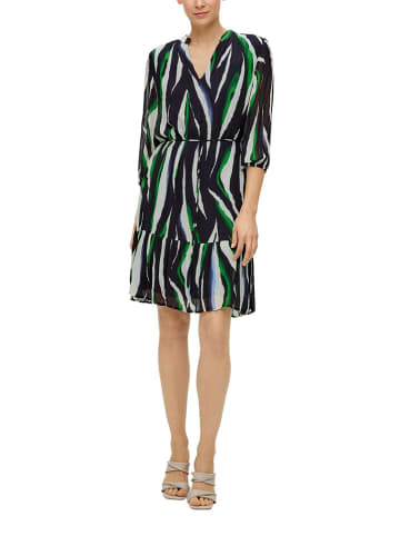 s.Oliver BLACK LABEL Kleid in Dunkelblau/ Weiß/ Grün