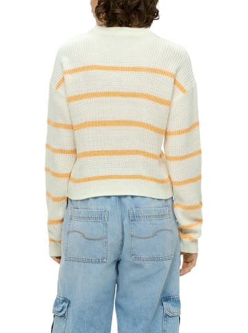 QS by s.Oliver Pullover in Weiß/ Orange