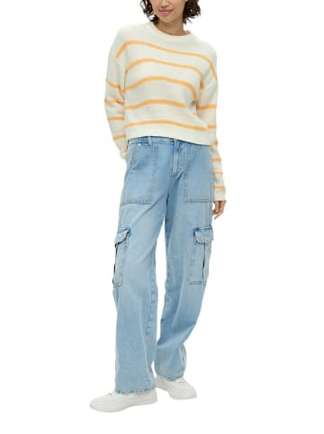 QS by s.Oliver Pullover in Weiß/ Orange