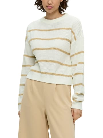 QS by s.Oliver Pullover in Weiß/ Beige