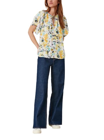 S.OLIVER RED LABEL Bluse in Weiß/ Gelb/ Hellblau
