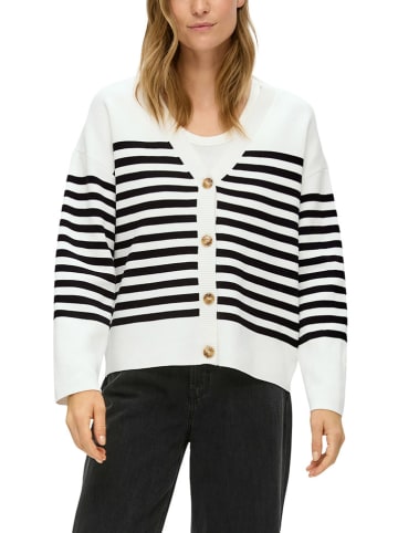 S.OLIVER RED LABEL Cardigan in Weiß/ Schwarz