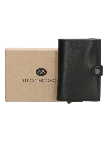 micmacbags Leder-Geldbörse in Schwarz - (B)8 x (H)10 x (T)1 cm