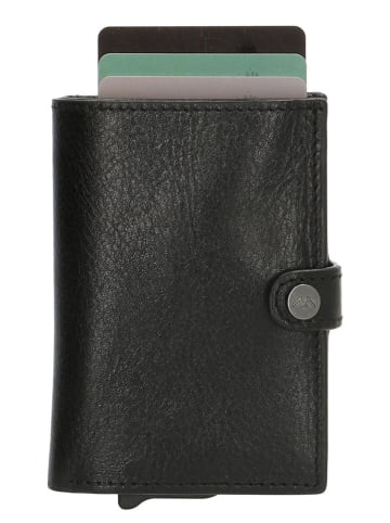 micmacbags Skórzany portfel w kolorze czarnym - 8 x 10 x 1 cm