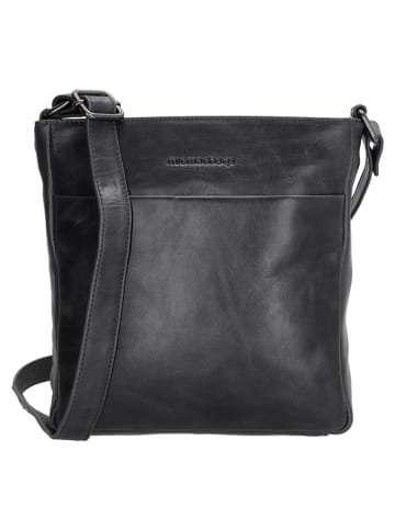 micmacbags Leder-Umhängetasche in Schwarz - (B)23 x (H)24 x (T)6 cm