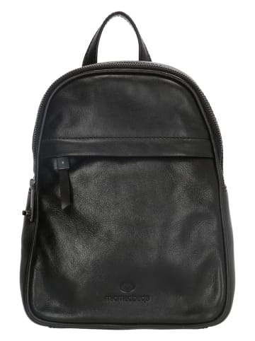 micmacbags Leder-Rucksack "Porto" in Schwarz - (B)20 x (H)27 x (T)12 cm
