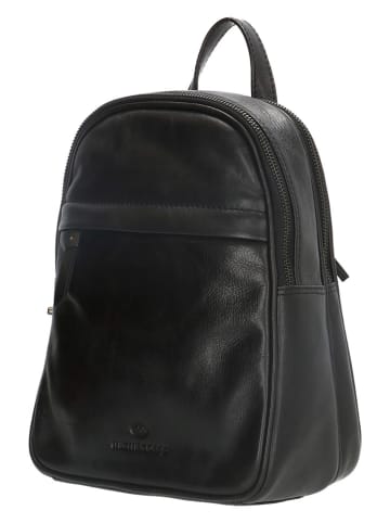 micmacbags Leder-Rucksack "Porto" in Schwarz - (B)20 x (H)27 x (T)12 cm
