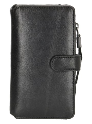 micmacbags Leder-Handytasche in Schwarz - (B)9 x (H)15 x (T)3 cm