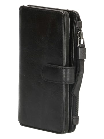 micmacbags Leder-Handytasche in Schwarz - (B)9 x (H)15 x (T)3 cm