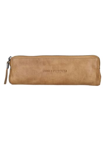 HIDE & STITCHES Leren etui beige - (B)22 x (H)8 x (D)3 cm