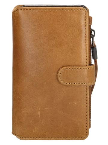 micmacbags Skórzana torebka w kolorze jasnobrązowym na telefon - 9 x 15 x 3 cm