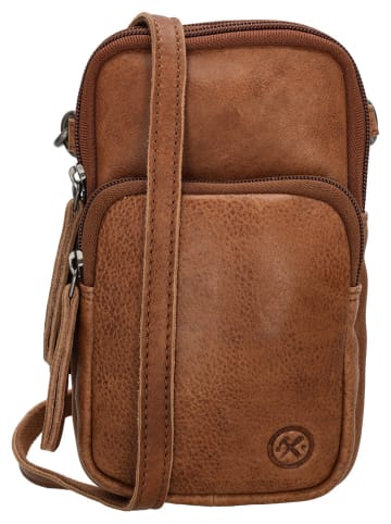 HIDE & STITCHES Leder-Handytasche in Hellbraun - (B)10 x (H)17 x (T)4 cm
