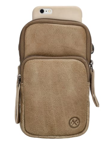 HIDE & STITCHES Leren smartphonetas beige - (B)10 x (H)17 x (D)4 cm