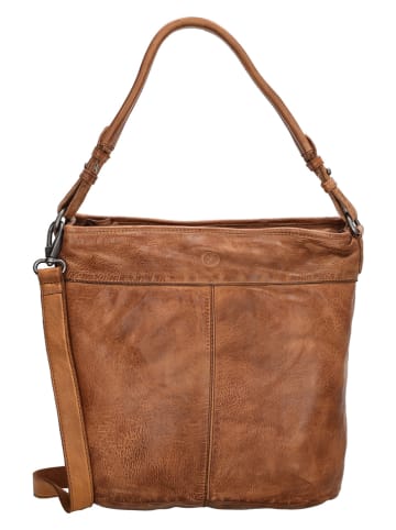 HIDE & STITCHES Leder-Schultertasche in Hellbraun - (B)34 x (H)30 x (T)9 cm