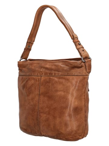 HIDE & STITCHES Leder-Schultertasche in Hellbraun - (B)34 x (H)30 x (T)9 cm