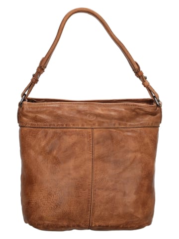 HIDE & STITCHES Leder-Schultertasche in Hellbraun - (B)34 x (H)30 x (T)9 cm