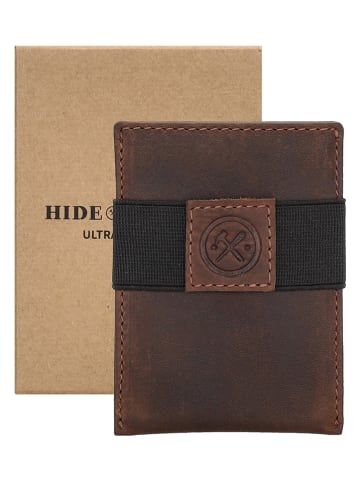 HIDE & STITCHES Leder-Kartenetui "Japura" in Braun - (B)7 x (H)9,5 x (T)0,5 cm