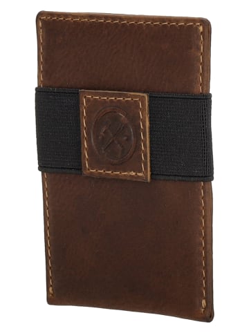 HIDE & STITCHES Leder-Kartenetui "Japura" in Braun - (B)7 x (H)9,5 x (T)0,5 cm