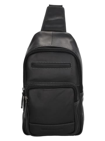 HIDE & STITCHES Leder-Brustbeutel in Schwarz - (B)16 x (H)29 x (T)5 cm