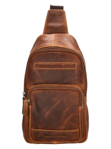 HIDE & STITCHES Leder-Brustbeutel in Hellbraun - (B)16 x (H)29 x (T)5 cm