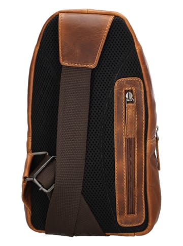 HIDE & STITCHES Leder-Brustbeutel in Hellbraun - (B)16 x (H)29 x (T)5 cm