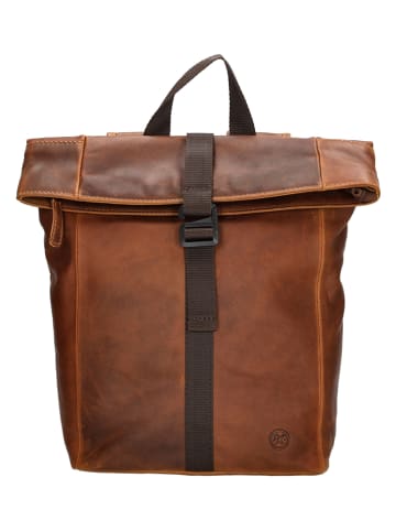 HIDE & STITCHES Leder-Rucksack in Hellbraun - (B)24 x (H)33 x (T)10 cm