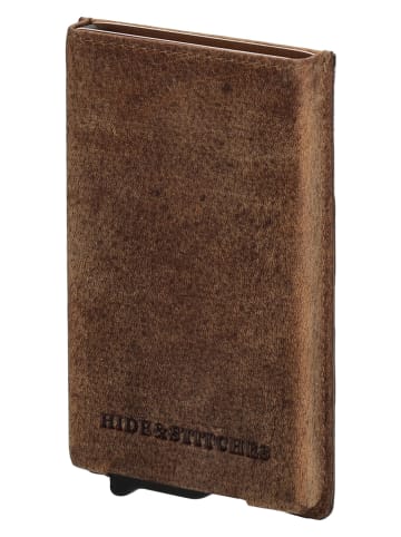 HIDE & STITCHES Leder-Kartenetui "Idaho" in Hellbraun - (B)7 x (H)10 x (T)1 cm