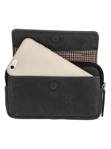 HIDE & STITCHES Leren heuptas zwart - (B)17 x (H)11,5 x (D)2 cm