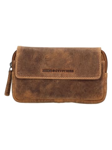 HIDE & STITCHES Leder-Gürteltasche in Hellbraun - (B)17 x (H)11,5 x (T)2 cm