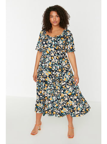trendyol Kleid in Dunkelblau/ Gelb