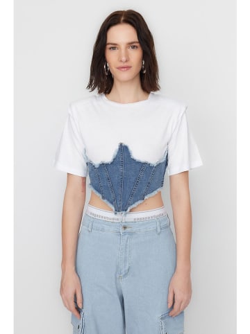 trendyol Shirt in Weiß/ blau