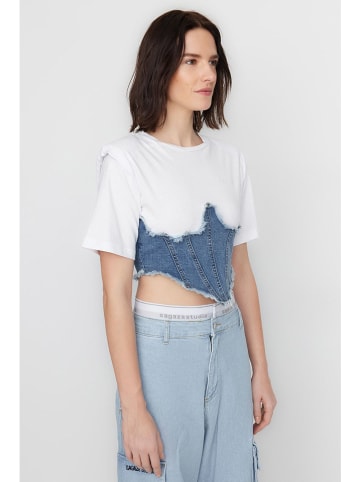 trendyol Shirt in Weiß/ blau