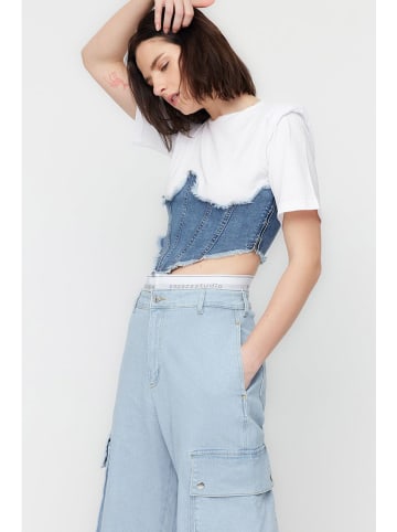 trendyol Shirt in Weiß/ blau