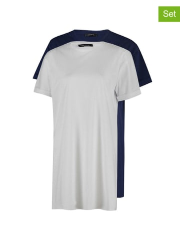 trendyol 2er-Set: Shirts in Weiß/ Dunkelblau