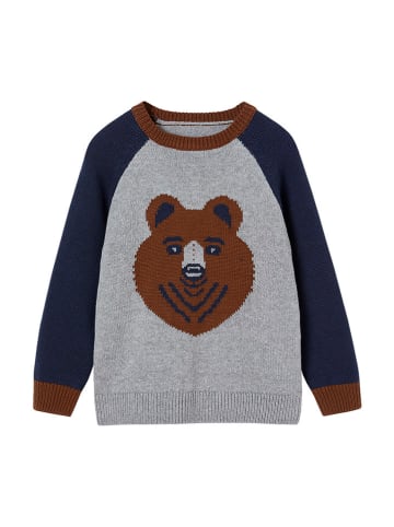 vertbaudet Pullover in Grau/ Dunkelblau