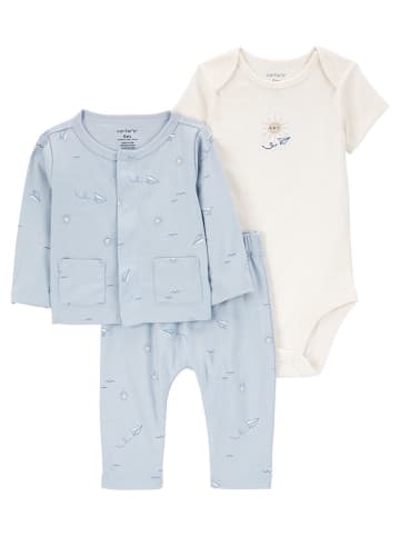 carter's 3tlg. Outfit in Hellblau/ Creme