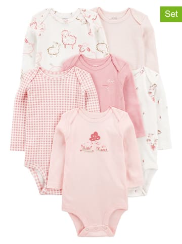 carter's 6-delige set: rompers wit/lichtroze