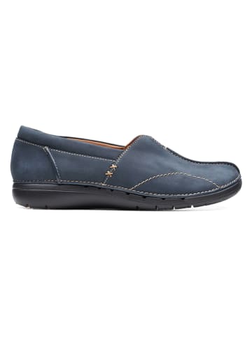 Clarks Leder-Slipper "Un Loop Stride" in Blau