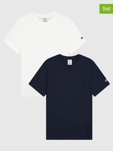 Champion 2er-Set: Shirts  in Dunkelblau/ Weiß