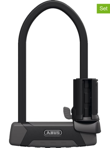 ABUS 2er-Set: Fahrradschloss & Halter in Schwarz/ Grau