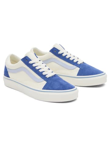 Vans Leder-Sneakers "Old Skool" in Creme/ Blau