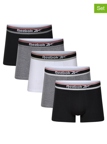 Reebok Bokserki (5 par) "Jay" w kolorze białym, antracytowym i szarym